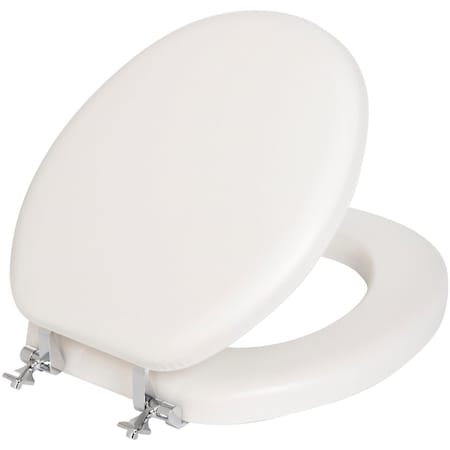 Mayfair by Bemis Round Closed Front White Premium Soft Toilet Seat with Chromes Hinges 815CP_000
